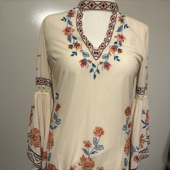 Flying Tomato Cream Dress with Red and Blue Accents - Picture 1 of 5